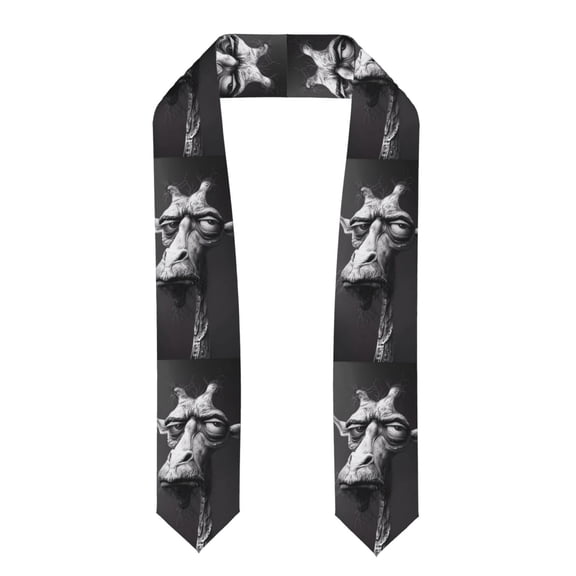 Fuzoiu Monochrome Giraffe Expression Print Graduation Sash,Graduation Stole,Unisex Adult Graduation Stole Shawl 91" Long,for Academic Commencements Shawl-Flattened