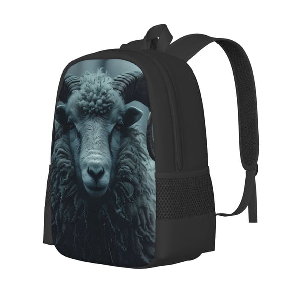 Fuzoiu Moody Ram Portrait Print Large Capacity Backpack,Travel Backpack,Laptop Bag,College School Rucksack Bag,for School, Travel & Outdoor Activities