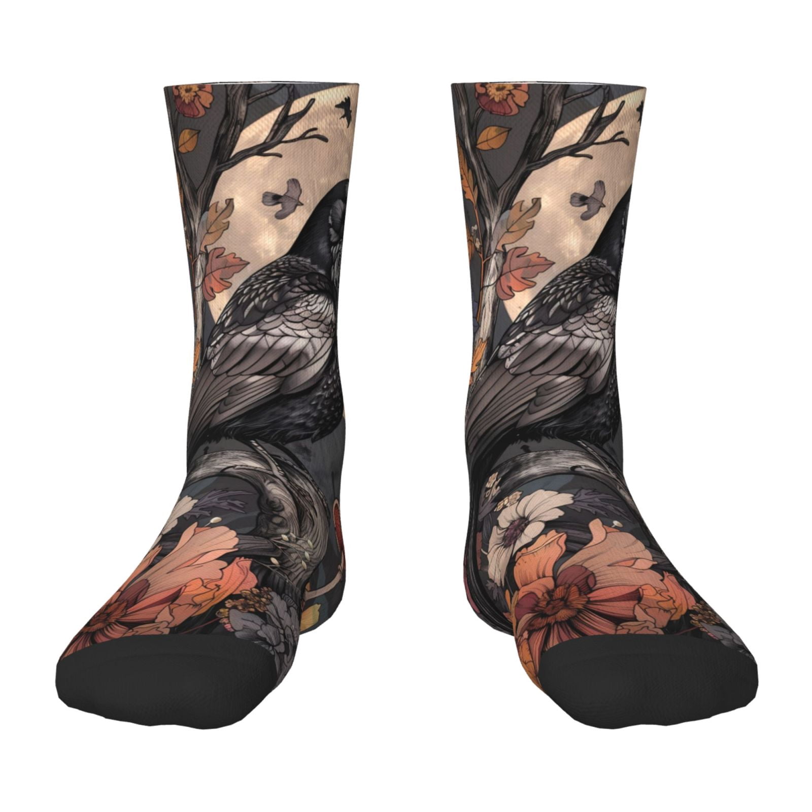 Fuzoiu Moonlit Crow Blossoms Print Kids Socks For Boys Girls,Grip Crew ...
