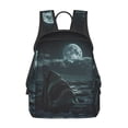 thumbnail image 1 of Fuzoiu Moonlit Night Sky Shark Print Lightweight Daypack,Weekender Bag for Men and Women, Travel Backpack with Padded Straps for School, Travel & Work, 1 of 7