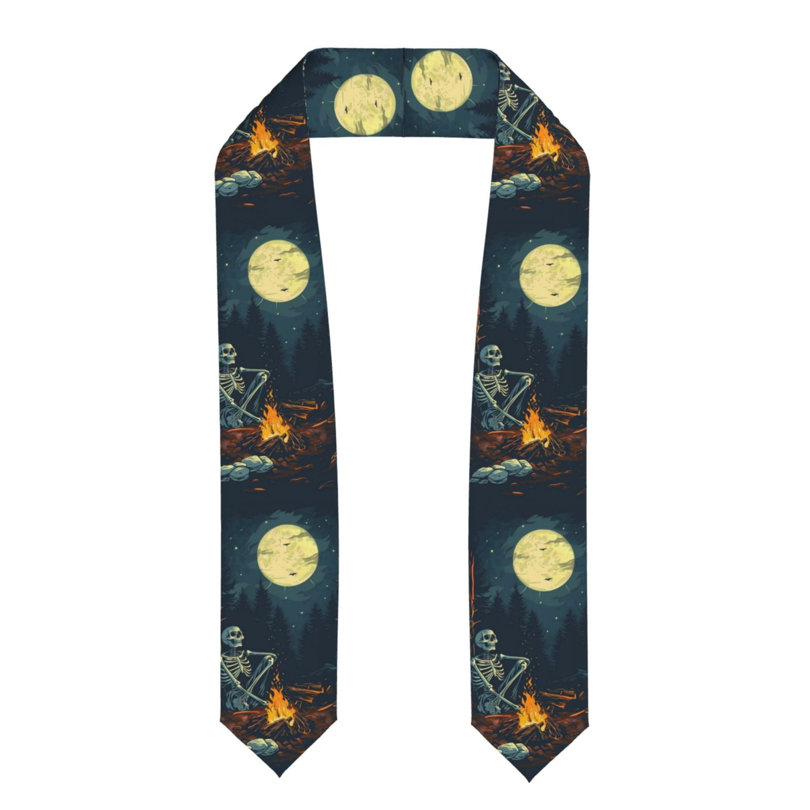 Fuzoiu Moonlit Skeleton Campfire Print Graduation Sash,Graduation Stole ...