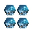 thumbnail image 1 of Fuzoiu Mountain Cottage In Snow Print Leather Coasters Set,Drink Coasters Set of 4,for Tabletop Protection, Durable PVC Coasters,Home Décor and Housewarming Gift-Hexagon, 1 of 6