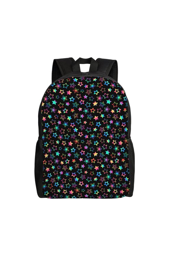 Multi-Colored Stars Print Laptop Backpack,Work Business Backpacks, Large Capacity Nurse Bag College Bookbag for School, Waterproof Casual Daypack for Travel