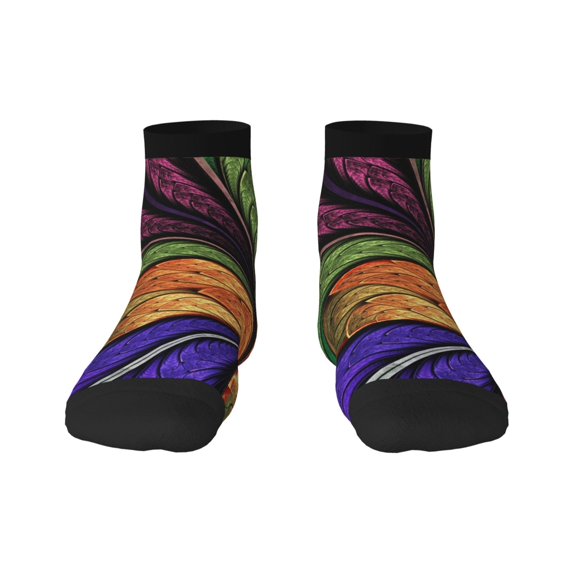 Fuzoiu Multicolored Beautiful Flower1 Print Adult Socks, Crew Moisture-wicking Socks, Unisex Cushion Crew Socks,Casual Sports Ankle Socks
