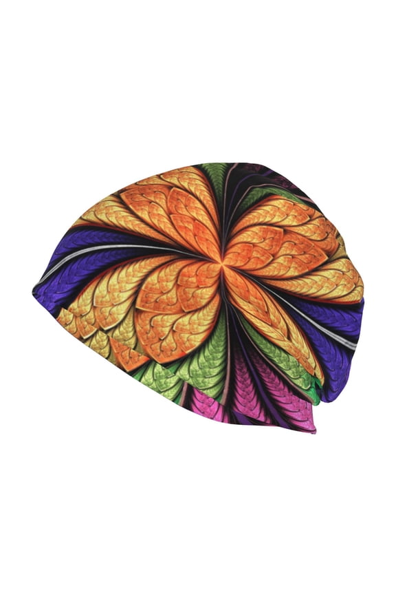 Multicolored Beautiful Flower1 Print Winter Beanie Hat for Men & Women,Warm Knit Cap,Women Windproof Watch Hat,Knit Warm Unisex Beanie