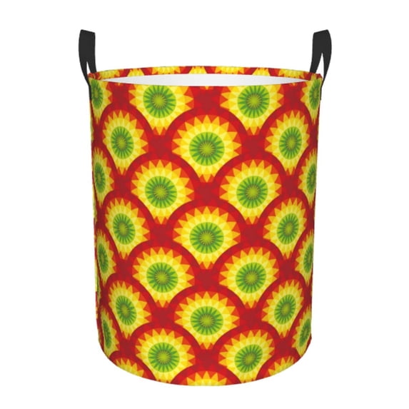 Fuzoiu Music Colors Print Circular Hamper,Laundry Basket with Handle,Collapsible Laundry,Dirty Clothes Storage Basket,for Bedroom Bathroom Dorm Living Room-