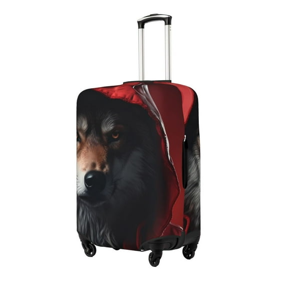 Fuzoiu Mysterious Hooded Wolf Print Suitcase Cover,Washable Luggage Covers for Suitcase,Elastic Luggage Protector Cover,Scratch Resistant Travel Suitcase Covers-Small