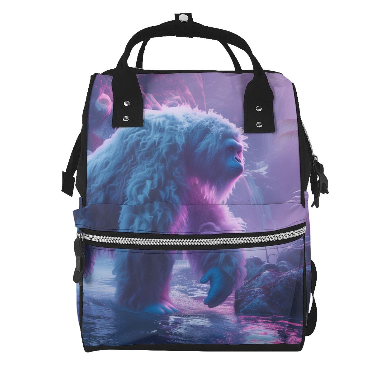 Fuzoiu Mystical White gorilla Jungle Print Diaper Bag Backpack,Baby Essentials Travel Tote,Multi function Waterproof Diaper Bag, Travel Essentials Baby Bag - Unisex