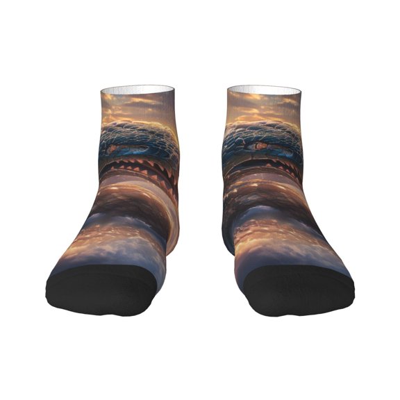 Fuzoiu Mythical Serpent Mountain Sunrise Print Adult Socks, Crew Moisture-wicking Socks, Unisex Cushion Crew Socks,Casual Sports Ankle Socks