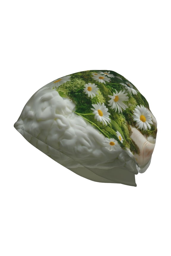 Nature Hand Daisies Art Print Winter Beanie Hat for Men & Women,Warm Knit Cap,Women Windproof Watch Hat,Knit Warm Unisex Beanie