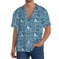 thumbnail image 1 of Fuzoiu Nautical Print Men's Casual Short,Men's Short Sleeve Shirt,Mens Casual Button Down Shirts,Cuban Collar Summer Shirt for Beach, Vacation, and Outdoor Activities-, 1 of 5