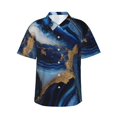 thumbnail image 1 of Fuzoiu Navy Blue Marble Print Hawaiian Shirt for Men, Summer Beach Casual Short Sleeve Button Down Shirts, Men’s Beach Summer Shirts with Pocket,Small, 1 of 7
