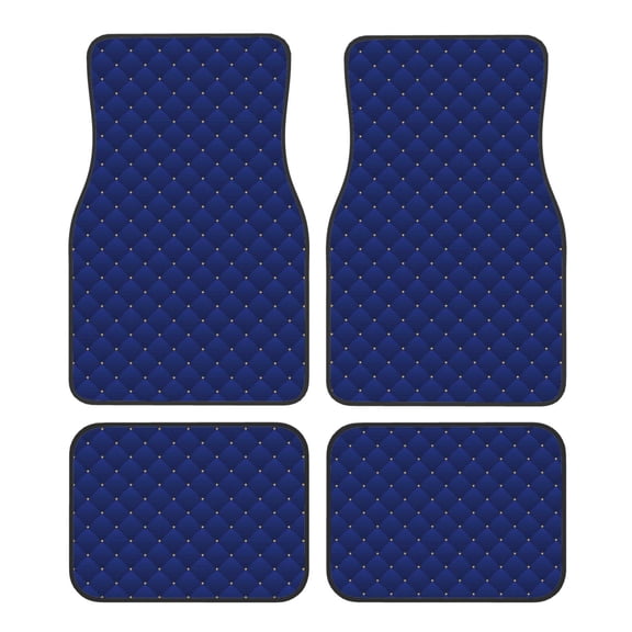 Fuzoiu Navy Blue Print Carpet Floor Mats for Car,Car Foot Mat Set,Universal Fit 4 Piece Mat Pad Set,Fits Most Cars Trucks Vans Sedans SUV Auto Carpet Mat Se