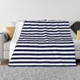 thumbnail image 1 of Fuzoiu Navy Blue And White Stripes Print Flannel Blanket,Throw Blanket,Flannel Home Decor,Fleece Bed Blankets,Cozy Soft Blanket for Bed, Sofa, Camping, and Travel-60"x50", 1 of 6