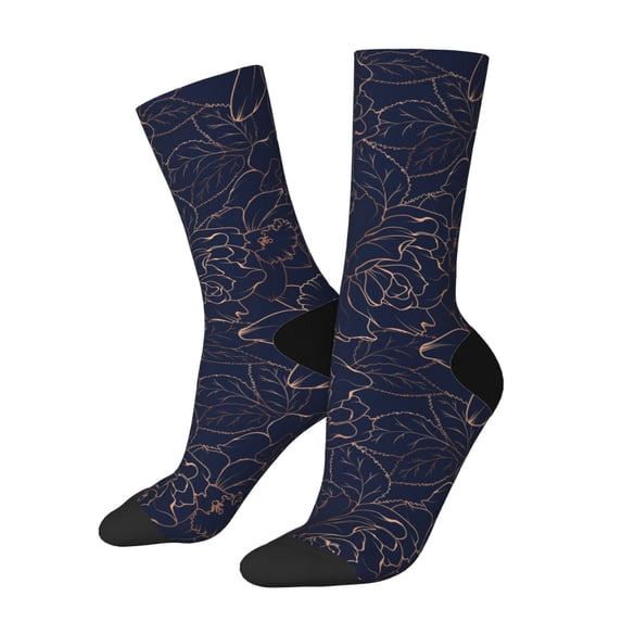 Fuzoiu Navy Dark Blue Print Athletic Crew Socks for Men & Women,Casual Crew Socks,Above Ankle Crew Socks for Business, Casual