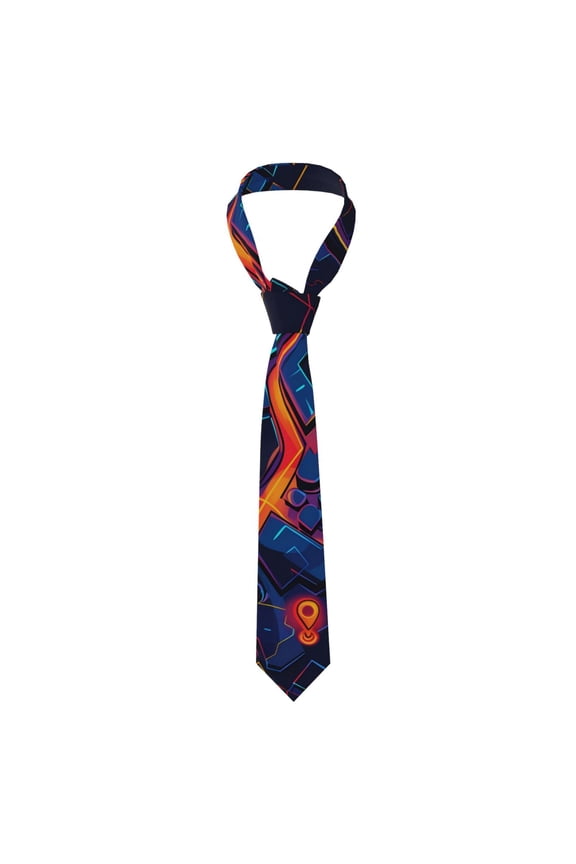 Neon City Map Print Men's Necktie,Business Necktie,Mens Ties for Business Wedding Graduation