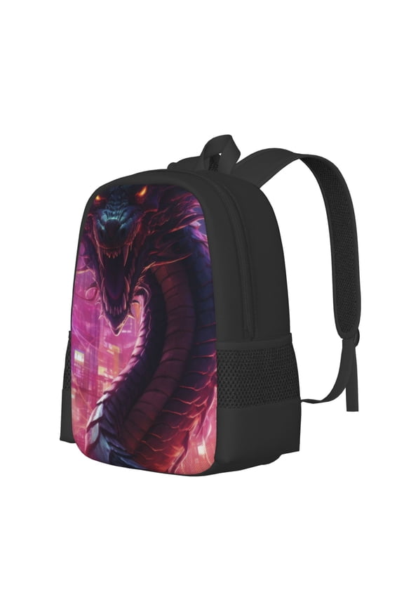 Neon Futuristic Dragon Print Large Capacity Backpack,Travel Backpack,Laptop Bag,College School Rucksack Bag,for School, Travel & Outdoor Activities