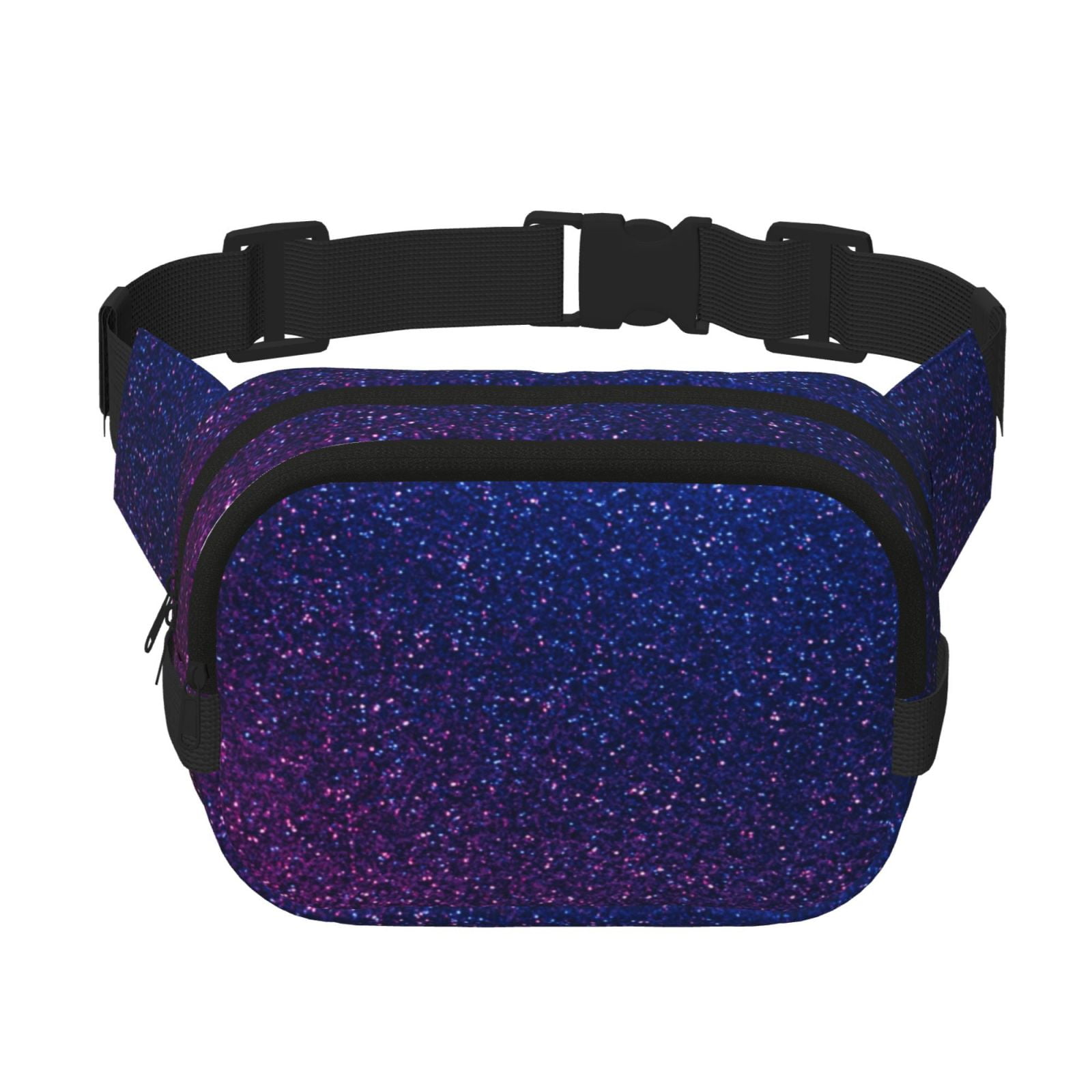 Fuzoiu Neon Glitter Print Unisex Square Double Layer Waist Bag,Crossbody Fanny Pack Travel Workout Accessory