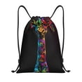 thumbnail image 1 of Fuzoiu Neon Psychedelic Giraffe Print Drawstring Backpack for Gym, Travel, Yoga,Sports Sackpack String Bag for Women Men-Medium, 1 of 6