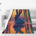 thumbnail image 1 of Fuzoiu Neon Rabbit In Archway Print Ultra-Soft Micro Fleece Blanket,All Seasons Flannel Throw, Lightweight Blanket for Bed, Sofa, Couch, Movie Night, Camping, and Travel-80"x60", 1 of 7