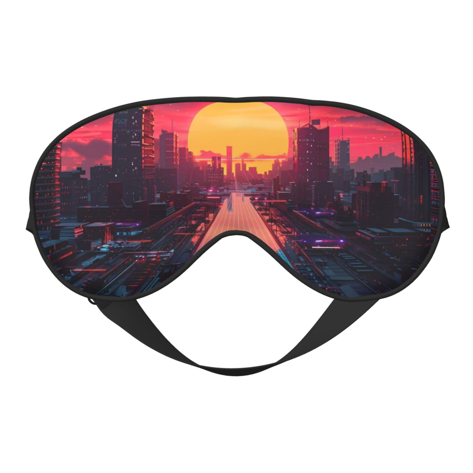 Fuzoiu Neon Sunset Cyberpunk Cityscape Print Sleep Masks,Eye Masks with ...