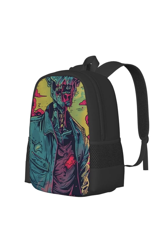 Neon Zombie Skull Print Large Capacity Backpack,Travel Backpack,Laptop Bag,College School Rucksack Bag,for School, Travel & Outdoor Activities