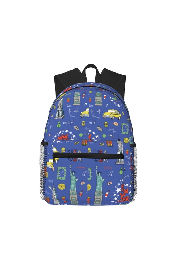 New-York City Print School Backpack for Teens,Large Bookbag,Lightweight Laptop Bag for Travel, Work, School & Outdoor Adventures