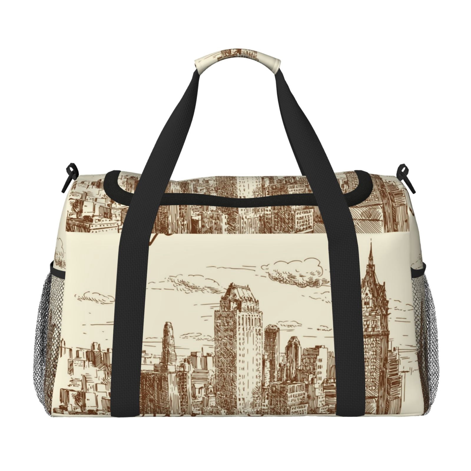 Fuzoiu New York Print Travel Duffle Bag,Carry On Tote Bags,Duffel Bag,Sport Gym Bag, Hospital Bag for Labor and Delivery, Overnight Bag,Luggage Bag