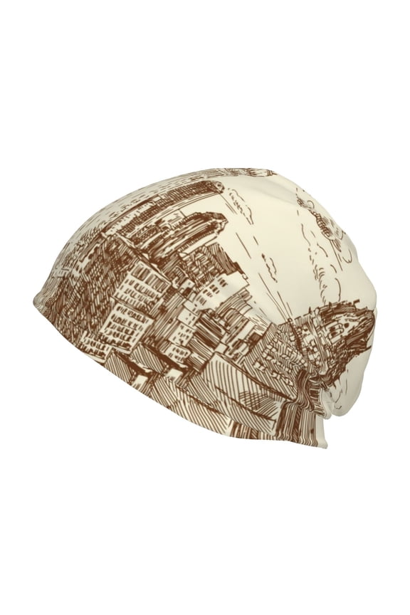 New York Print Winter Beanie Hat for Men & Women,Warm Knit Cap,Women Windproof Watch Hat,Knit Warm Unisex Beanie