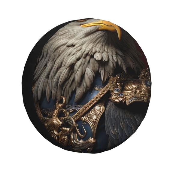 Fuzoiu Noble Style Bald Eagle Print Universal Spare Tire Cover with Buckle Strap, Waterproof Wheel Covers for Jeep, Trailer, RV, Truck and All Car-15 inch