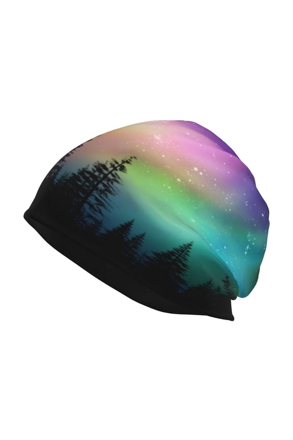 Northern Lights Print Winter Beanie Hat for Men & Women,Warm Knit Cap,Women Windproof Watch Hat,Knit Warm Unisex Beanie