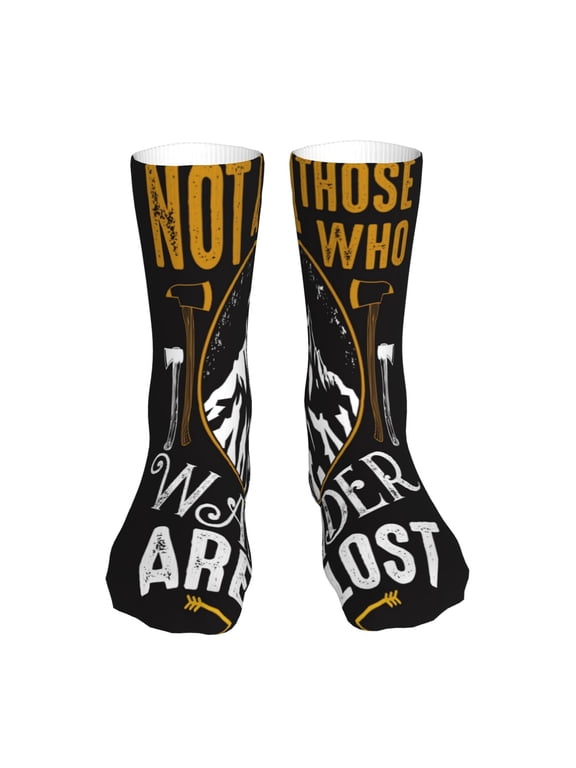 Not All Those Who Wander Are Lost 1 Print Crew Socks,Casual Athletic Gym LightWeight Thin Socks,Casual Crew Socks for Men Woman,Calf Length Crew Socks