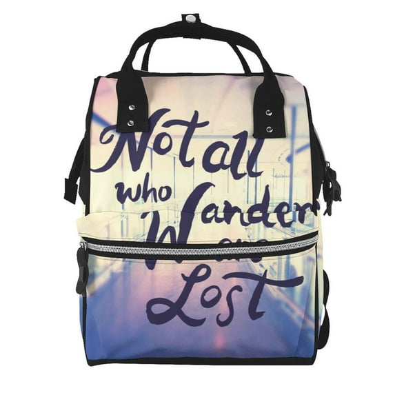 Fuzoiu Not All Those Who Wander Are Lost Print Diaper Bag Backpack,Baby Essentials Travel Tote,Multi function Waterproof Diaper Bag, Travel Essentials Baby Bag - Unisex
