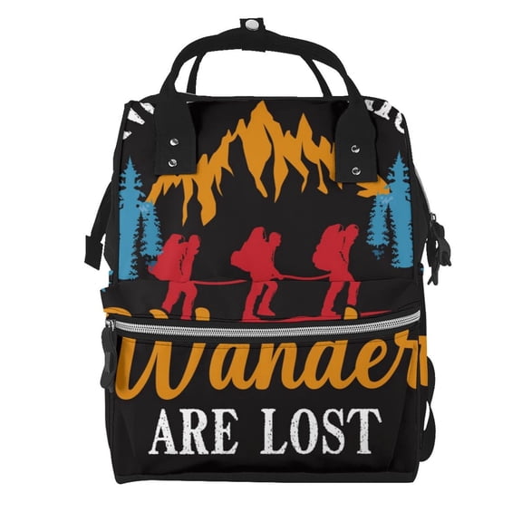 Fuzoiu Not All Who Wander Are Lost Hiking Print Diaper Bag Backpack,Baby Essentials Travel Tote,Multi function Waterproof Diaper Bag, Travel Essentials Baby Bag - Unisex