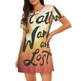 thumbnail image 1 of Fuzoiu Not All Who Wander Are Lost Print Women Nightgowns, Soft Comfy Lightweight Short Sleeves Sleepwear,Crew Neck Loungewear, 1 of 6