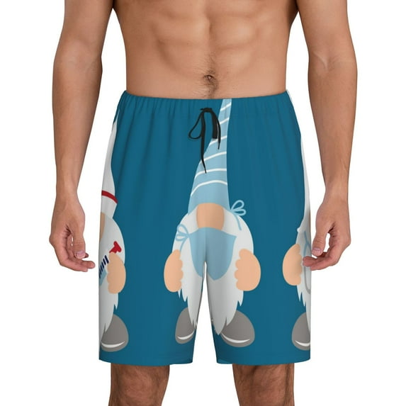 Fuzoiu Nurse Doctor Gnomes Print Pajama Shorts for Men, Men's Pajama Bottoms,Mens Lounge Sleepwear,Pajama Pants with Pocket-4X-Large