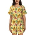 thumbnail image 1 of Fuzoiu Ocean And Sea And Sand Print Women's Short-Sleeved Pajama Set,Lounge Sleepwear Set,Womens Pajama Sets 2 Piece,Button-Up Top and Shorts with Pockets-Medium, 1 of 7