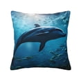 thumbnail image 1 of Fuzoiu Ocean Dolphin Fish School Print Square Pillow Cover,Hidden Zipper Design,Luxury Square Pillow Case, Throw Pillow,Couch Cushion-22"x22", 1 of 7