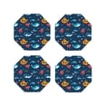 thumbnail image 1 of Fuzoiu Ocean Floor Animals Print Leather Coasters Set,Drink Coasters Set of 4,for Tabletop Protection, Durable PVC Coasters,Home Décor and Housewarming Gift-Octagon, 1 of 6