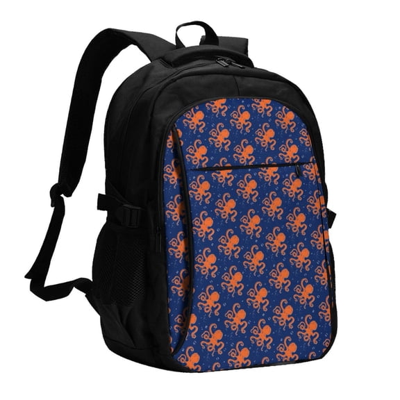 Fuzoiu Octopus Print USB Backpack with Charging Port,Laptop Backpack,Business Travel Durable Laptops Backpack, for School, Work, Travel & Outdoor Activities