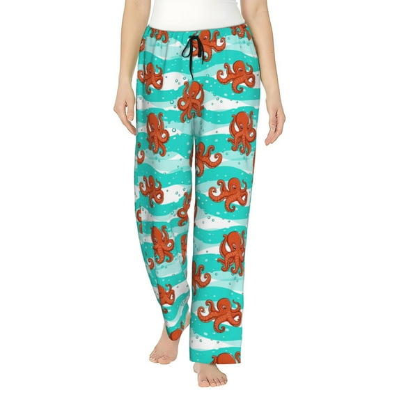 Fuzoiu Octopuses Print Women's Pajama Pants,Lounge Pants with Drawstring and Pockets, Casual Pjs Sleep Bottoms, Women's Sleep Pants-XX-Large