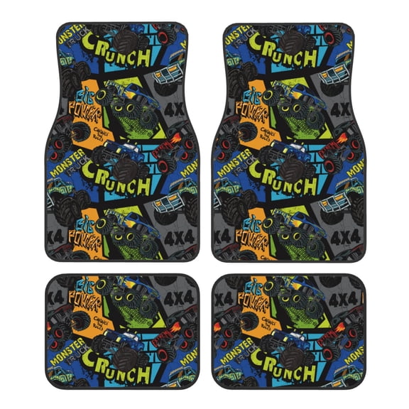 Fuzoiu Off-Road Vehicle Print Carpet Floor Mats for Car,Car Foot Mat Set,Universal Fit 4 Piece Mat Pad Set,Fits Most Cars Trucks Vans Sedans SUV Auto Carpet Mat Se