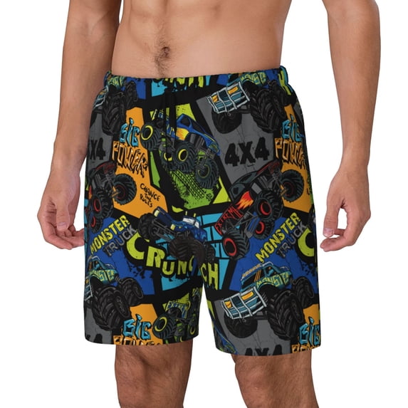 Fuzoiu Off-Road Vehicle Print Men's Swim Shorts,Quick-Dry Double-Layer Swim Trunks,Board Trunks,Beach Shorts Swimwear Bathing Suits-Medium