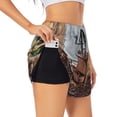 thumbnail image 1 of Fuzoiu Oil Lamp Coffee Beans Print Women's Athletic Shorts, Double-Layer Running Shorts with Pocket,Women's Workout Shorts for Yoga, Gym, and Workouts-Large, 1 of 7
