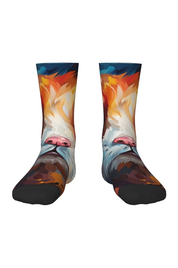 Oil Painting Colorful Hamster Print Kids Socks For Boys Girls,Grip Crew Socks with Non Slip,Lightweight Stretch Crew Socks,Toddlers Crew Boot Socks