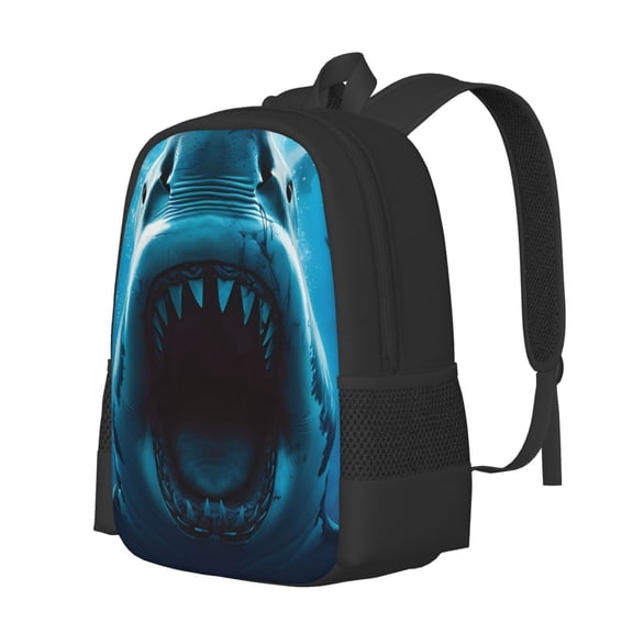 Fuzoiu Open-Mouthed Shark Print Large Capacity Backpack,Travel Backpack,Laptop Bag,College School Rucksack Bag,for School, Travel & Outdoor Activities