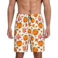thumbnail image 1 of Fuzoiu Orange Autumn Leaves Print Pajama Shorts for Men, Men's Pajama Bottoms,Mens Lounge Sleepwear,Pajama Pants with Pocket-3X-Large, 1 of 6