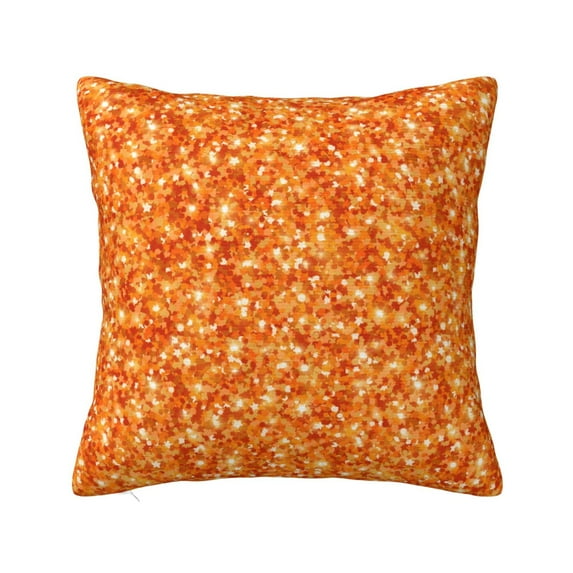 Fuzoiu Orange Glitter Print Square Pillow Cover,Hidden Zipper Design,Luxury Square Pillow Case, Throw Pillow,Couch Cushion-18"x18"