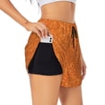 thumbnail image 1 of Fuzoiu Orange Glitter Print Women's Athletic Shorts, Double-Layer Running Shorts with Pocket,Women's Workout Shorts for Yoga, Gym, and Workouts-Large, 1 of 7