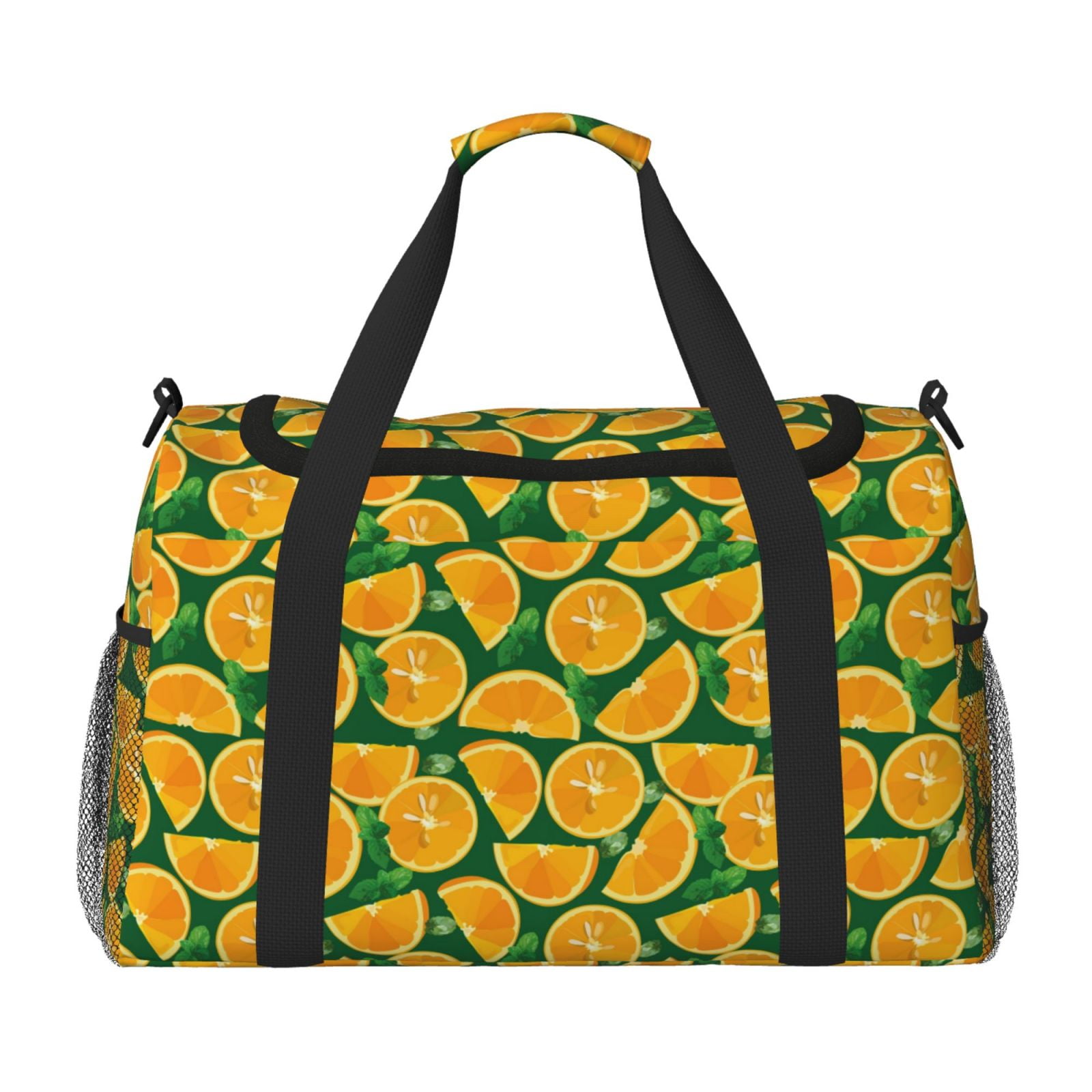 Fuzoiu Orange Lemon Print Travel Duffle Bag,Carry On Tote Bags,Duffel Bag,Sport Gym Bag, Hospital Bag for Labor and Delivery, Overnight Bag,Luggage Bag